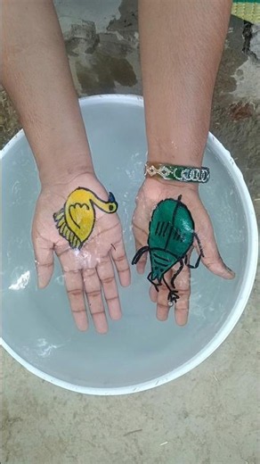🤔 How to make interesting 🤔 drawing duck 🦆 with lady bug 🪲 on water 💦#shorts #viral #drawing
