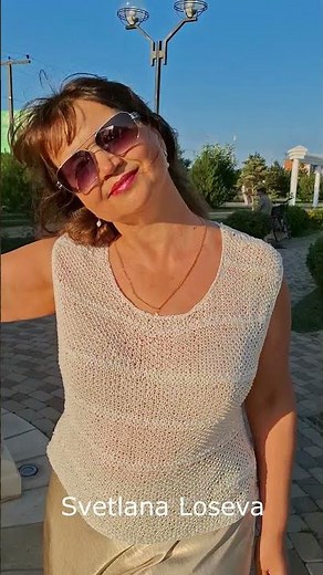 МК топа с ажурной спинкой из 100% хлопка #схемывязанияспицами #ootd #вязаниеизтрикотажнойпряжи