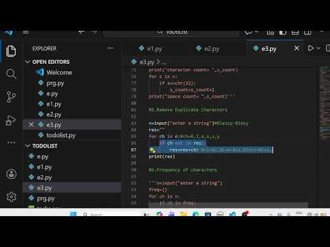 Remove Duplicate Characters || Frequency of Characters || Python Placement Coding
