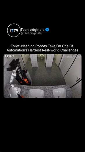 Technology Originals | AI & Tech on Instagram: "Toilet-Cleaning Robots Take on One of Automation’s Hardest Real-World Challenges Autonomous cleaning robots are beginning to tackle one of the most difficult environments for automation: public restrooms. Unlike factories or warehouses, bathrooms are highly unstructured spaces with variable layouts, reflective surfaces, tight corners, hygiene constraints, and constant human interaction. Robotic toilet-cleaning systems, such as experimental and pilo