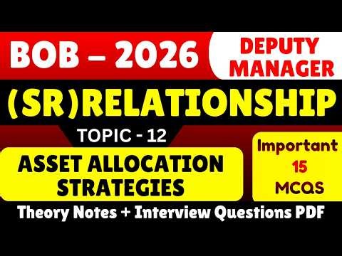 Asset Allocation Strategies MCQS | BOB Relationship Manager 2026 MCQ Pdf | Relationship Interview