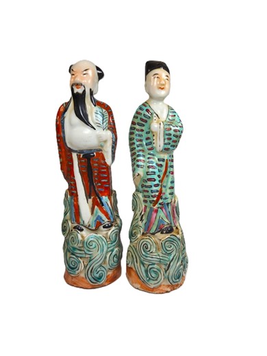 Asian Antique Figurines 8", Chinese Famille Rose Old Couple - Etsy