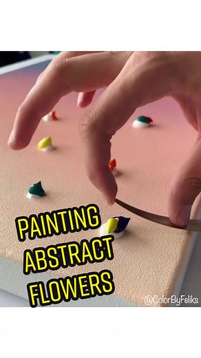 Abstract Flower Painting with Acrylics on Canvas