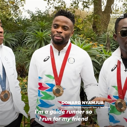 A royal reception for our incredible athletes! 👑 In recognition of their inspiring achievements at the Paris 2024 Games, the first-ever Refugee Olympic Team medalist, Cindy Ngamba, and Refugee Paralympic Team medalist Guillaume Junior Atangana, along with his guide runner Donard Nyamjua, were invited to Buckingham Palace. They joined Team GB to celebrate with The King, The Princess Royal and The Duchess of Gloucester in the UK The Royal Family. This special occasion was not only a tribute to at