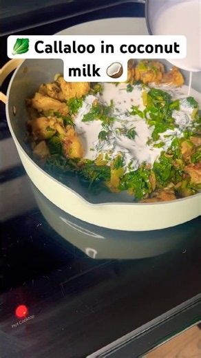 Callaloo in coconut milk with tender chicken — rich, creamy, and full of Caribbean flavor 🇬🇾🥥🍗