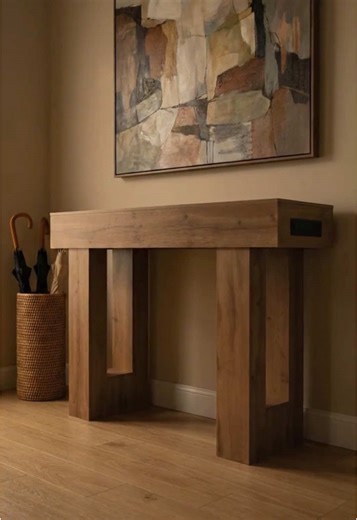 Entrance service desk, equipped with power sockets and motion-sensor lighting #unikito #modernhome #tidy #entrancetable #table @Unikito