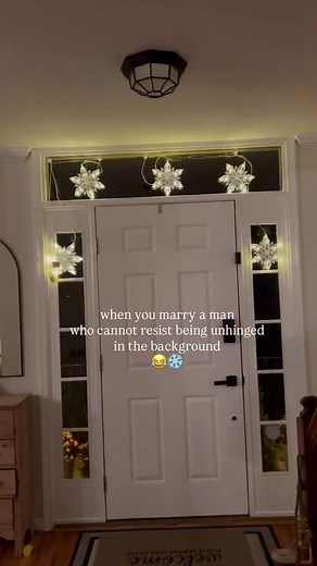 Just trying to film my snowflake lights… and of course my husband had to make an appearance. Please tell me other husbands act like this too. Wait for the last shot 😂 #marriedlifebelike #husbandwifecomedy #couplehumor #holidaydecorating #christmaslights | Littleredcolonial