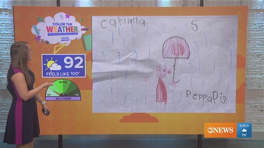 'Peppa the Pig' dancing in the rain on Color the Weather with Meteorologist Carly Smith