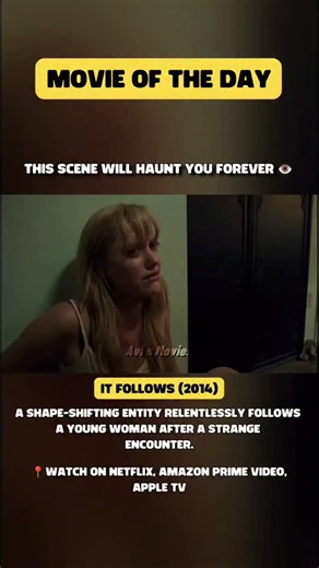 In It Follows (2014), horror takes a chilling new form. A mysterious entity relentlessly stalks its victims — taking the appearance of anyone, anywhere. In this haunting scene, a tall, ghostly man slowly ducks under a door frame and steps inside… a moment that still terrifies viewers to this day. 🎞️ Movie: It Follows (2014) 🎭 Genre: Horror / Mystery 📺 Where To Watch: Netflix | Amazon Prime Video | Apple TV Follow 👉 @avi_n_movies for more terrifying movie moments, hidden details, and chilling