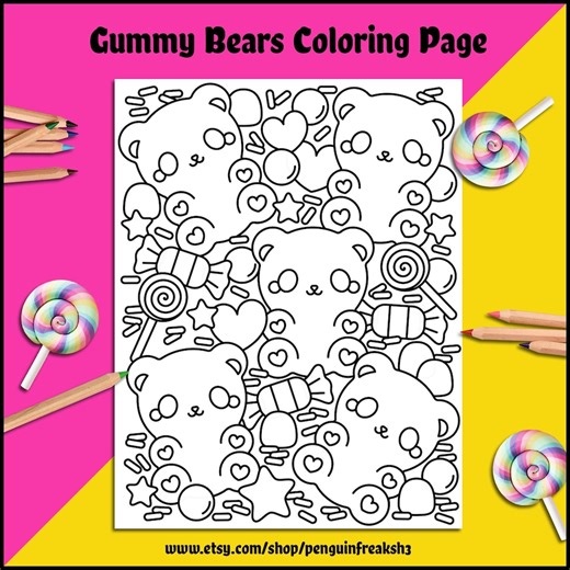 Gummy Bear Candy Printable Coloring Page - Etsy Australia