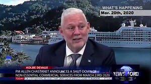 Tonight at 7 in the HTS News4orce. Prime Minister Allen Chastanet announces a shut-down of non-essential commercial services from March 23rd 2020 to stave-off the growing threat of the covid-19 pandemic ==== Authorities to institute a 11pm to 5am curfew from march 23rd 2020 to enforce social distancing and securin ===== And the hotel and tourism industry sheds nearly 800 jobs as the covid-19 pandemic crisis deepens The details of these stories and more tonight at 7 in the HTS News4orce, also str