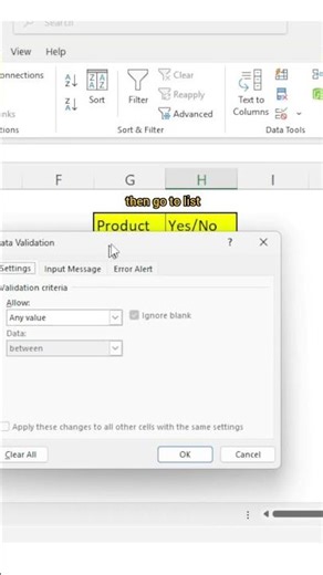 Yes/No Option in Excel #viral #excel #computereducation #exceltips #exceltricks #microsoft #shorts