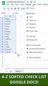 Quick Alphabetized A-Z sorted Checkbox List in Google Docs