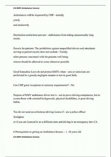 Latest CA DMV AMBULANCE LICENSE QUESTIONS AND ANSWERS4 video