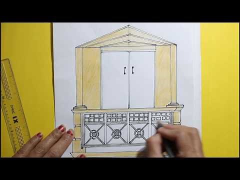 How to draw balcony easy | balcony drawing
