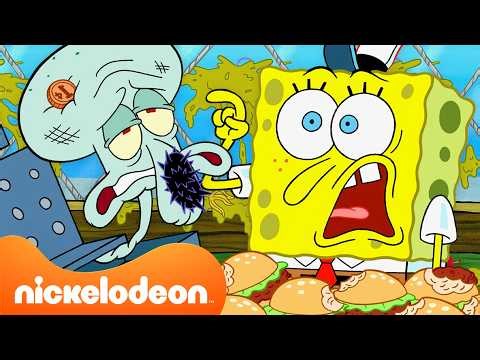 Bob Esponja | 3 horas de caos no Siri Cascudo! 🍔 | Nickelodeon em Português