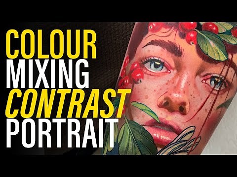 How to TATTOO COLOUR FACE || Colour Mixing, Contrast, No BLACK