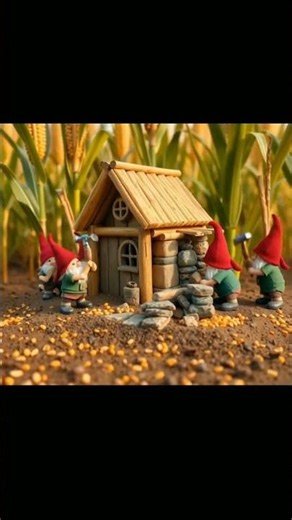 The Cutest Gnome Construction Team Ever 🌽🏡 #tiny #tinyworkers #tinyhouse