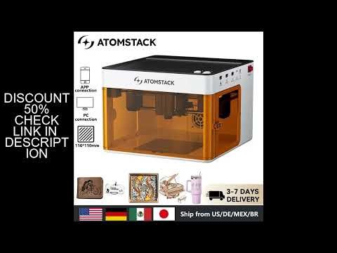 Atomstack P1 Mini Portable Laser Engraver 5W DIY Bluetooth Machine Painted Dog Tag Paper Leather Woo
