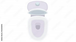 Flush the toilet. Toilet bowl animation, alpha channel enabled. Cartoon
