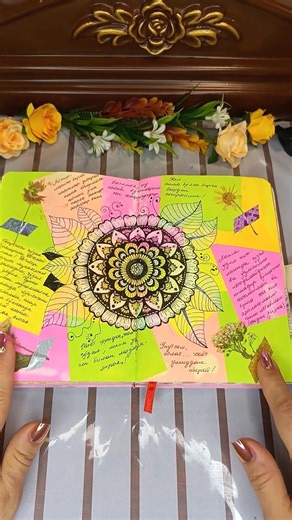 i put real flowers in my notebook #asmr #paper #art