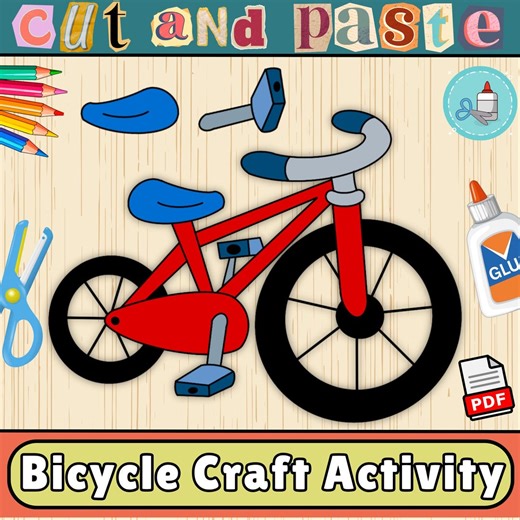 Bicycle Craft Template | Cut and Paste Activity (PDF) - Etsy
