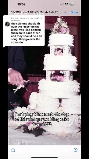 Replying to @samantha macias401 Thank you for the suggestions in Part 1! Still trying to figure out if I’m doing this right because it doesn’t seem very secure! 😅 #cake #caketok #vintagecake #weddingcake #learnontiktok #sendhelp #suggestionswelcome #cakefail #cakedesign #baking #tieredcake #dessert #fyp