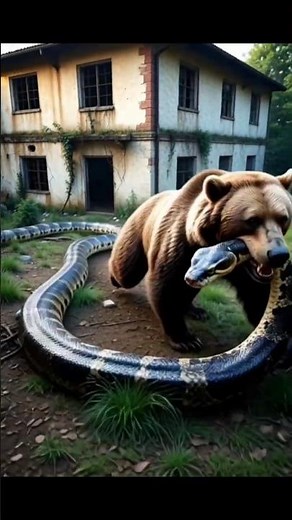 Surprise for the Snake | Grizzly vs Giant Python #snake #wildencounters