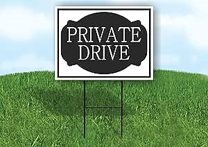 PRIVATE DRIVE BLACK TAG - Single Sided Yard Sign ROAD SIGN with Stand