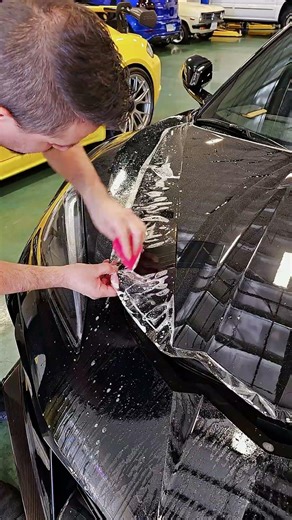 Black Corvette Hood Protected with PPF