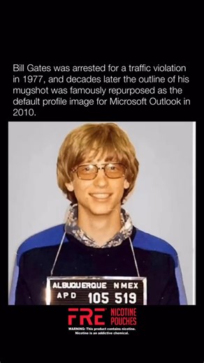 3.1M Commanders on Instagram: "In 1977, Microsoft co-founder Bill Gates was arrested in New Mexico for a traffic offense, producing a mugshot that resurfaced years later. Decades on, Microsoft designers reportedly modeled Outlook 2010’s default profile image on its outline, turning an inside joke into a quirky piece of tech lore."