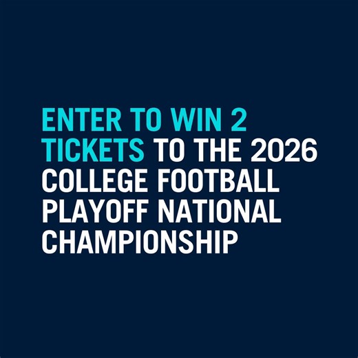 Last chance to win 2 tickets and $1,000 for travel and lodging to the 2026 College Football Playoff National Championship in Miami — all thanks to the Prudential Rock the Championship Sweepstakes. Enter by January 2, 2026 at 11:59pm, ET: https://on.pru/4rAJA2i NO PURCHASE OR PAYMENT OF ANY KIND IS NECESSARY TO ENTER OR WIN. A PURCHASE OR PAYMENT WILL NOT INCREASE YOUR CHANCES OF WINNING. This Sweepstakes is in no way sponsored or administered by CFP Events, Inc., CFP Administration, LLC, or the 