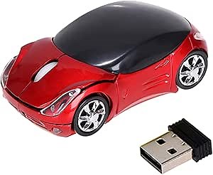 Wireless Mouse Sports Car Gaming Mouse with USB Receiver 2.4ghz 1200dpi Cordless Mouses for Laptop Portable Computer Mouses Wireless Pc Mouse Cool Stuff for Men (Red)