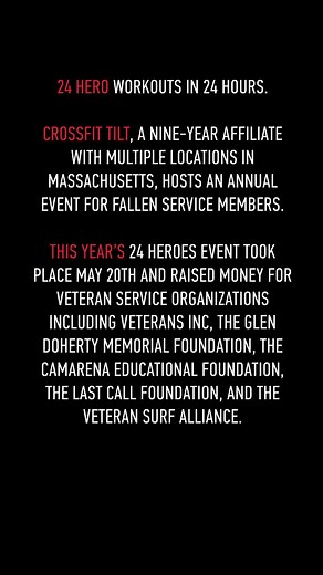 One Hero workout on the hour, every hour, for 24 hours. Every year, athletes at CrossFit TILT honor fallen service members and fundraise for veteran service organizations by taking on 24 Hero workouts in 24 hours. #CrossFit #CrossFitCommunity CrossFit Affiliates U.S. Army | CrossFit