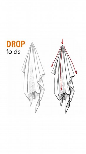 21 Draw on Instagram: "✏️ You finally understand how to draw fabric folds! 😍 by @xiaofanchuanart ⁠ ⁠ Part 3: Drop folds⁠ .⁠ .⁠ .⁠ .⁠ .⁠ .⁠ .⁠ #howtodrawclothes #howtodrawfolds #folds #clothestutorial #drawingtips #arttutorials #howtodrawbetter"