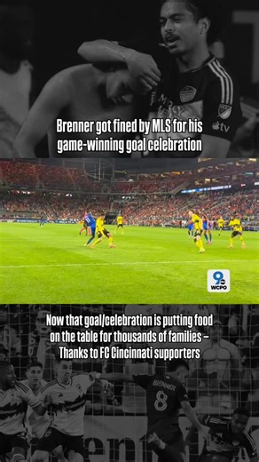 📺⚽️ STORY: Brenner’s ‘fine’ donations 💸 Brenner (@fccincinnati) got fined by MLS for his game-winning goal celebration. 🍽️ Now, that goal/celebration is putting food on the table for the hungry — thanks to FCC fans. 📈 At last check… #FCCincinnati fans have donated $2,500 to @freestorefb … That’s 7,500 meals. Most of the donations have been exactly $8.00. (Brenner wears #8) “I’m happy that they’re donating, and more happy that it’s for a good cause.” - @_brenner00 🎥 VIDEO: How a goal, celebr