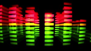 music graphic equalisers and audio analysis clip. shot from the display of a stereo hifi system