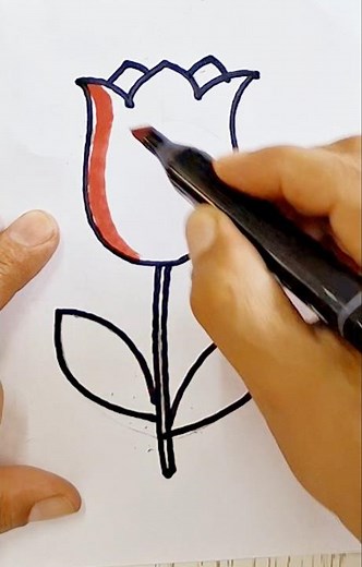 Easy Tulip Drawing | Simple Flower Art for Beginners
