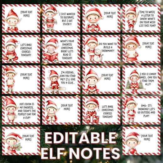 Editable Elf Notes: Printable Elf Notes, Funny Elf Notes, Christmas Elf Activity Cards and Ideas, Custom Messages From Your Elf, Elf Props - Etsy Canada