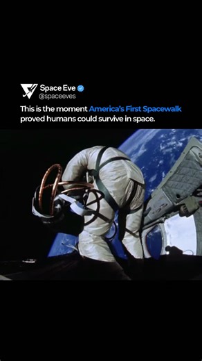 In 1965, NASA astronaut Ed White conducted the first American spacewalk during Gemini 4, demonstrating that astronauts could maneuver and work in open space, a milestone that enabled future missions involving spacecraft repair, station assembly, and long-duration human presence in orbit. Follow @spaceeves #spacenews #nasa #spacehistory #gemini | SpaceEve