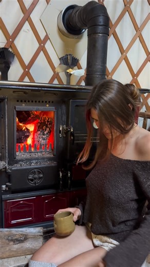 Nicolle | Spending this morning by the warm fire. 💕🥰 #offthegrid #girl #alone #fire #winter #woodstove | Instagram