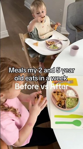Meals my 2 and 5 year old eat in week (before vs after) 🍳🥑🥦🫛🍣🧀🫘🥝🍕🍽️