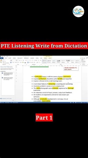 PTE Listening Write From Dictation Practice 🔥 | Most Repeated Sentences 2026 | Part 1 #pte90