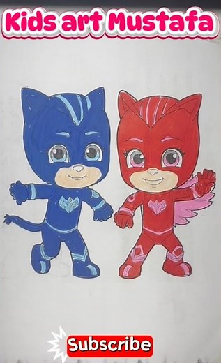 Catboy and Owlette Coloring Drawing | PJ Masks Kids Art🦸🏻‍♂️🦸🏻‍♀️