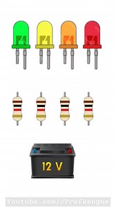 Comment réaliser un indicateur de Niveau de Batterie 12V DC à LED et Résistance de 1kOhms #batteries | Abdul Karim Sere