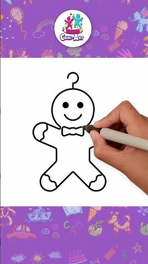 How To Draw A Gingerbread Man🎄 Easy Christmas Art for Kids #shorts #christmas #drawing