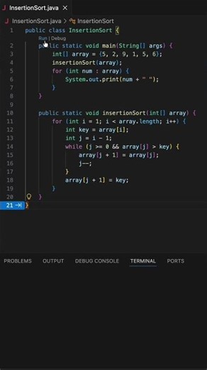 Insertion sort, code written by copilot