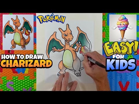 How to Draw Charizard | POKÉMON | Easy Art Lesson for Kids & Beginners
