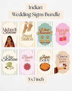 Indian Wedding Table Signs Bundle for Mehndi, Sangeet or Maiyan (5 X 7 Inch) - Etsy