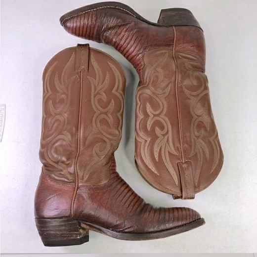 J Chisholm Lizard Skin and Leather Cowboy Boots